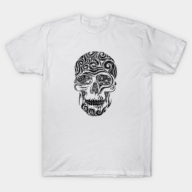 Swirly Skull T-Shirt by VectorInk